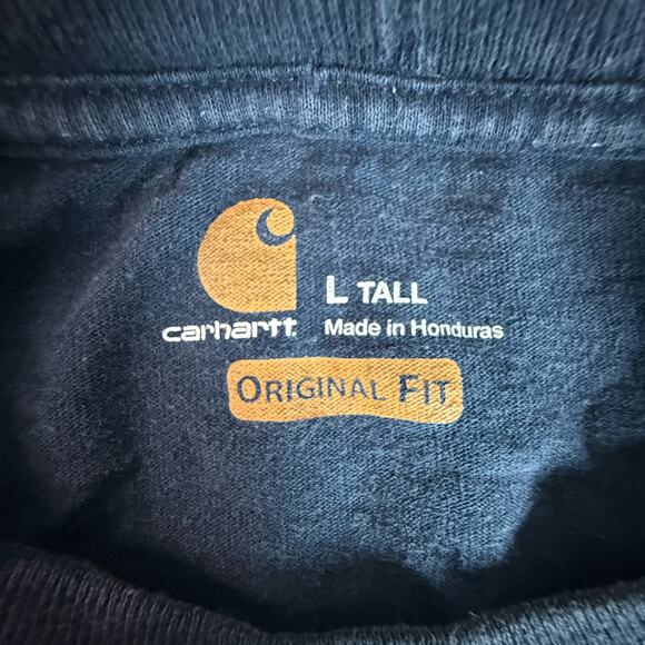 Carhartt Original Fit L TALL Navy Long Sleeve Pocket Work Shirt Honduras - Picture 3 of 5